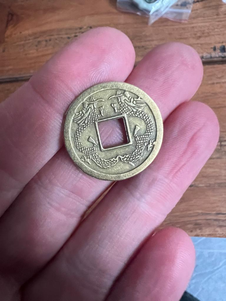 chinese geluks munt geluk beslag knutselen chinees, Goud, Verburgt Vintage, Overige thema's, Nieuw