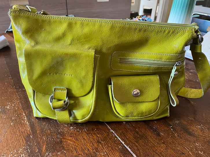 Groene laklederen Coccinelle tas, Sieraden, Tassen en Uiterlijk, Tassen | Damestassen, Gebruikt, Handtas, Groen, Ophalen of Verzenden