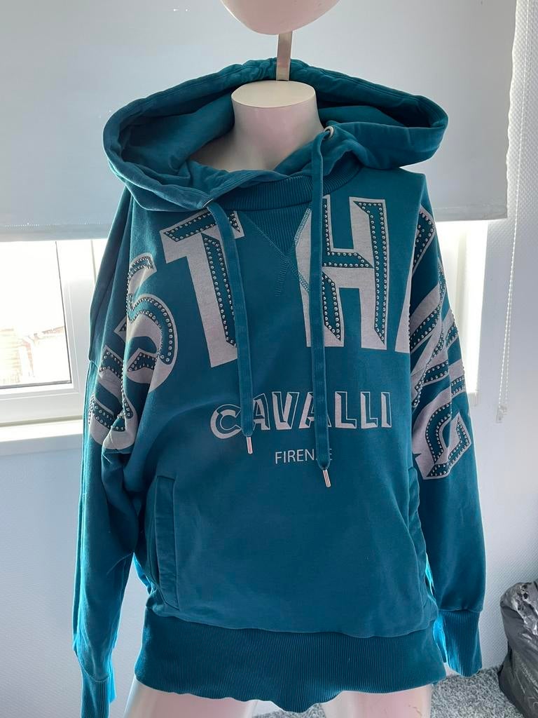 Just cavalli sweater met leuke tekst en nopjes maat m., Kleding | Dames, Maat 38/40 (M), Blauw, ., Ophalen of Verzenden