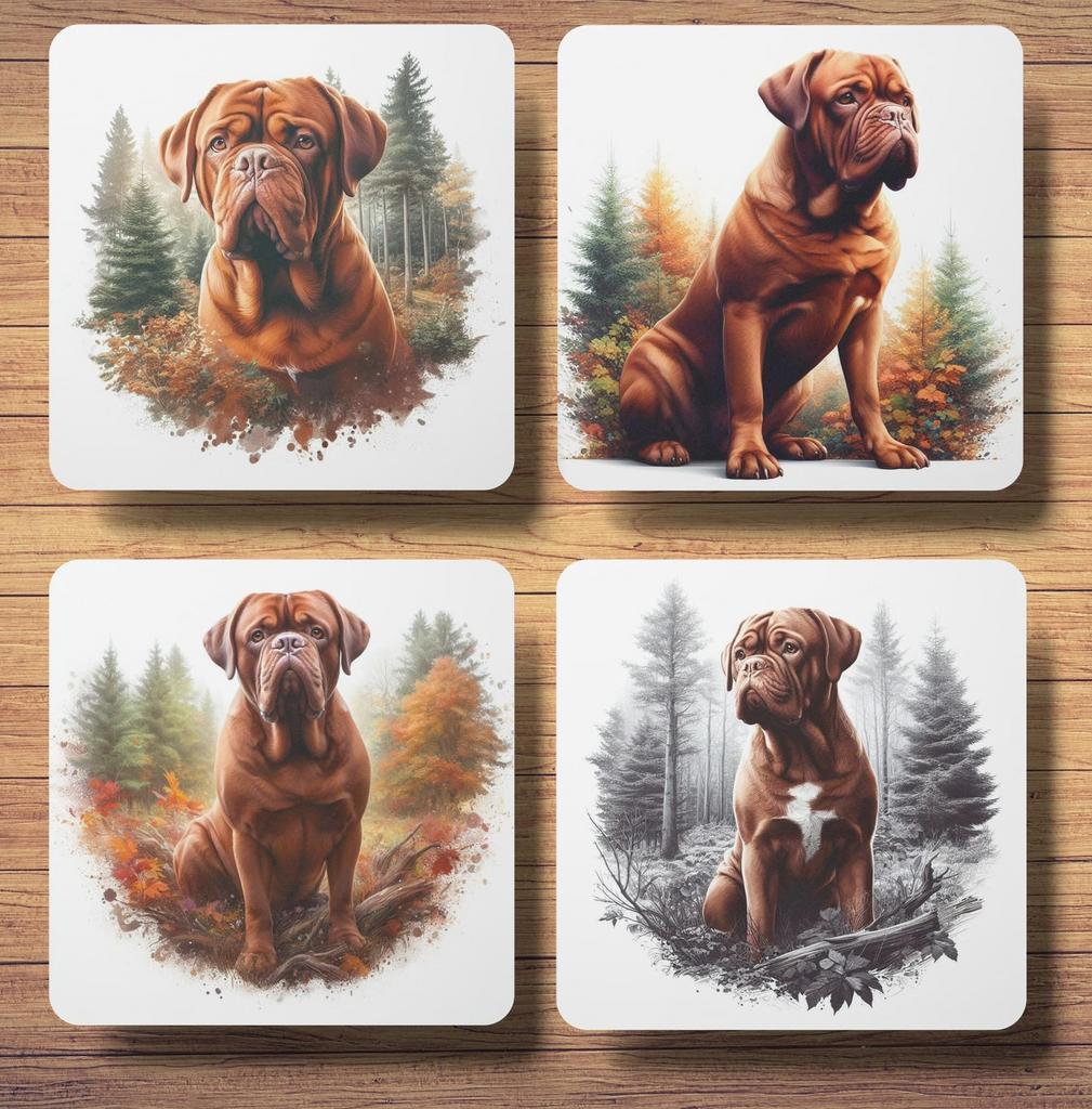 Bordeaux Dog Bos onderzetters met houder, Ophalen of Verzenden, Nieuw, Glas of Kopje