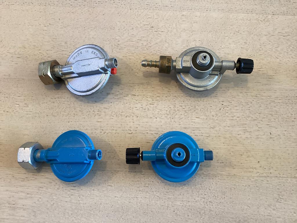 Diverse gasdrukregelaars voor LPG en propaan. 4 stuks, Ophalen of Verzenden, Gebruikt