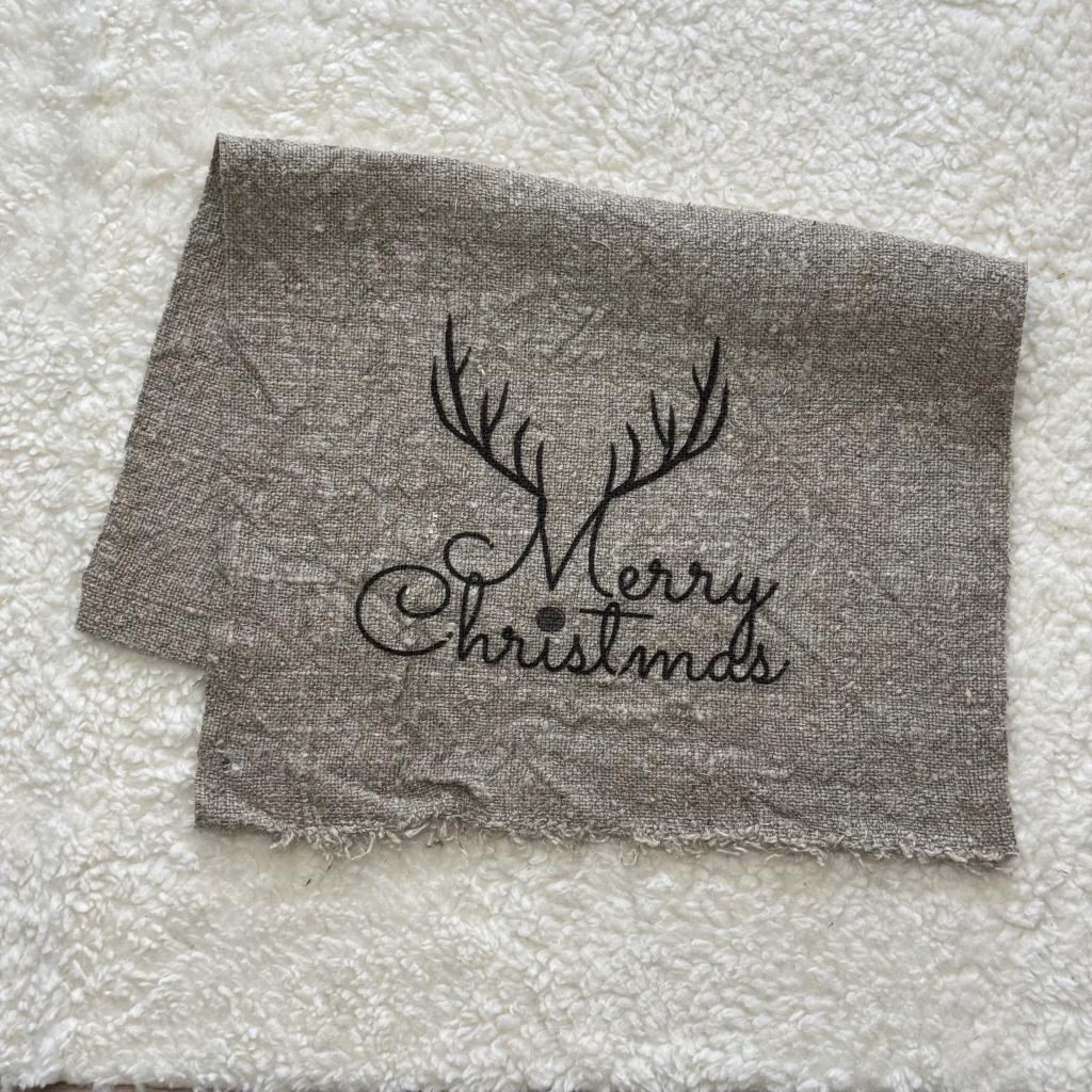 Shabby doek Merry Christmas, Beige, Overige stijlen, Dassenburcht 60, 6191LE Beek, Nieuw