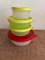 Tupperware 3 ronde bakjes. 600, 2x 300 ml en kleinere., Ophalen of Verzenden, Gebruikt, Groen, Bak of Kom