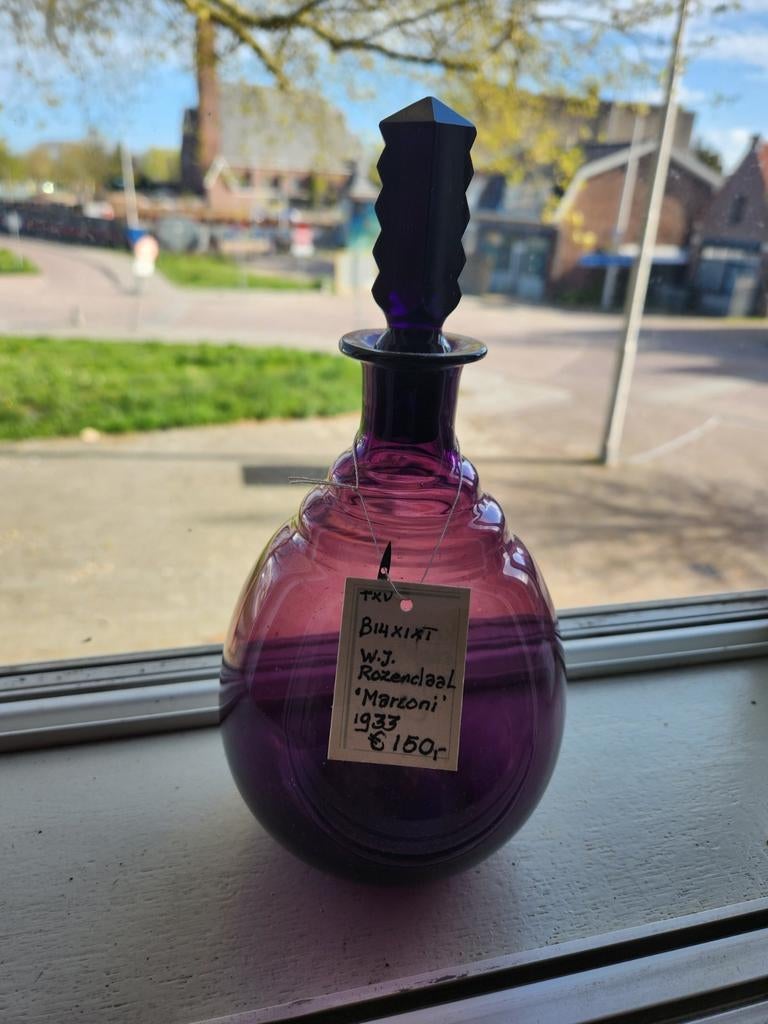 Marconi karaf W.J. Rozendaal Kristalunie Maastricht, Antiek en Kunst, Antiek | Glas en Kristal, Ophalen of Verzenden