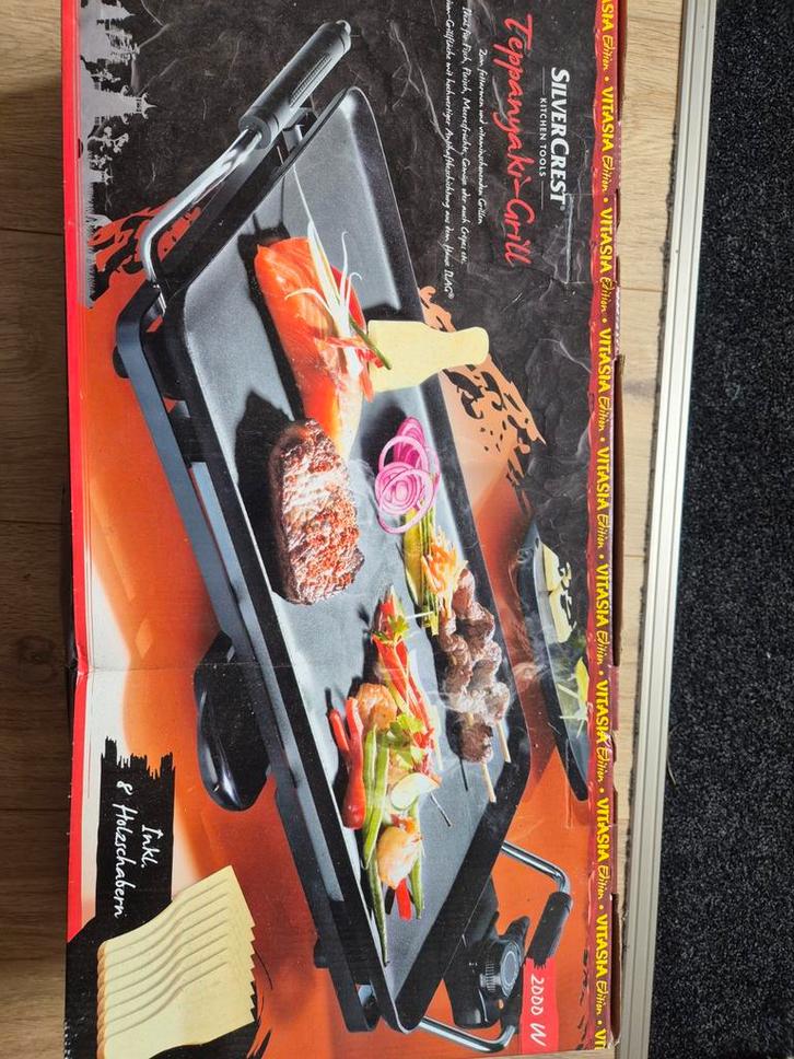 Silvercrest Teppanyaki-Grill 2000W met 8 houten spatels, Witgoed en Apparatuur, Grillplaten, Nieuw, Tafelgrill, Ophalen