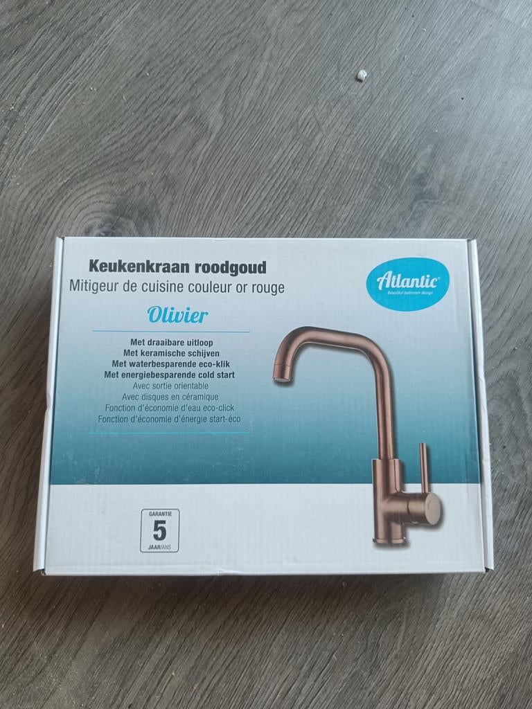 Nieuwe koperen keukenkraan van Atlantic, Doe-het-zelf en Verbouw, Sanitair, Ophalen of Verzenden, Nieuw, Koper, Kraan