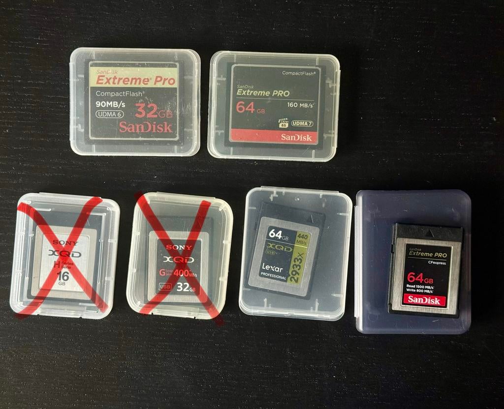 CF express B, XQD  en Compact Flash kaarten , 64 Gb, Audio, Tv en Foto, Fotografie | Geheugenkaarten, Ophalen of Verzenden, Zo goed als nieuw