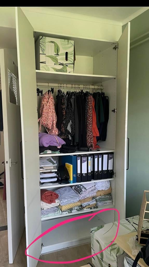 Pax kast 100x60x236 - glas witte deuren met zwarte handels, Ophalen, Gebruikt, 200 cm of meer, 50 tot 100 cm