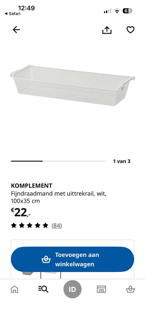 IKEA draadmand voor IKEA PAX kast, Ophalen, 50 tot 100 cm, Zo goed als nieuw, Minder dan 100 cm