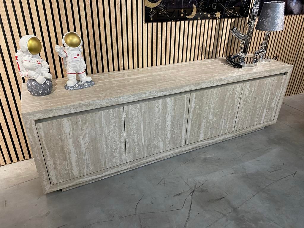 Japandi Set: Eettafel, Salontafel & TV-kast – €1250, Ophalen, Overige materialen, Gebruikt, 150 tot 200 cm