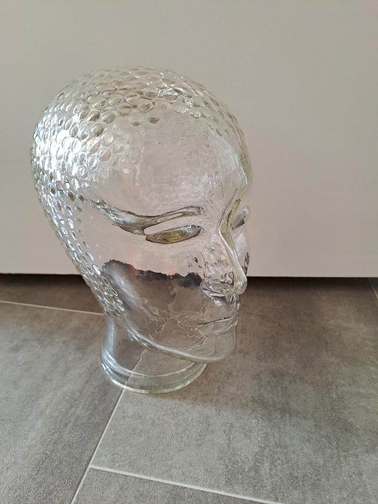 vintage glazen kop, hoofd, koptelefoonhoofd, Antiek en Kunst, Antiek | Glas en Kristal, Ophalen of Verzenden