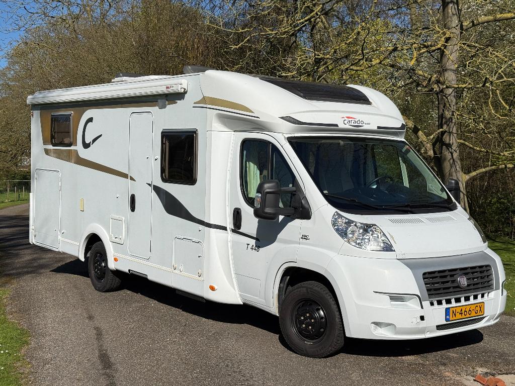 Carado t448 lengte bedden, hefbed zeer compleet, Caravans en Kamperen, Standaard zit, Ringverwarming, Fiat, Particulier