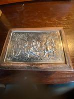 Houten doosje met zilveren plaat, Antiek en Kunst, Ophalen of Verzenden, Zilver