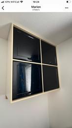 Wandkastje 98x98 met houten frame en schuifdeurtjes, Ophalen of Verzenden, Gebruikt