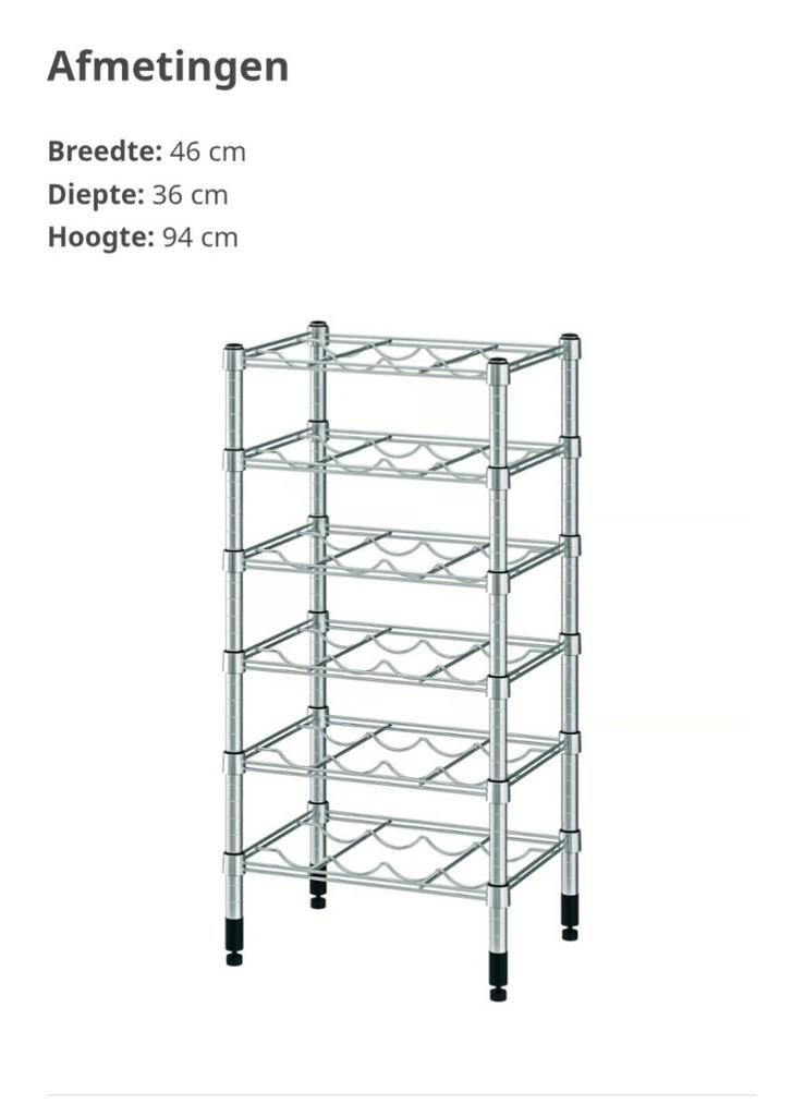 Metalen wijnrek van Ikea, Ophalen, Gebruikt, 15 tot 25 flessen, Metaal