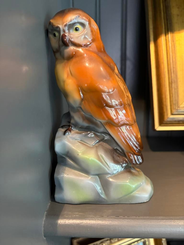 Antieke porseleinen boekensteun uil, Duitsland 1920-1949, Ophalen of Verzenden