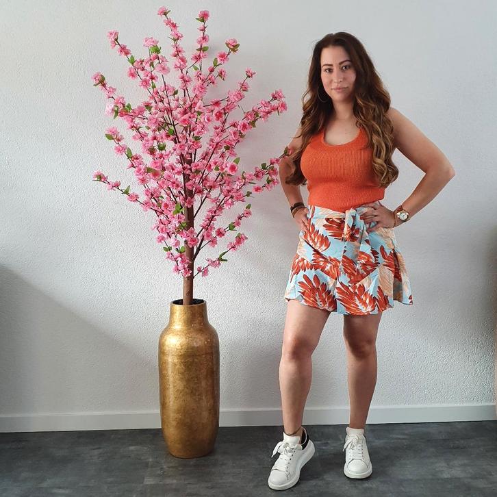 Setje Blauw/Oranje/Beige maat M, Kleding | Dames, Jurken, Nieuw, Maat 38/40 (M), Blauw, Boven de knie, Verzenden