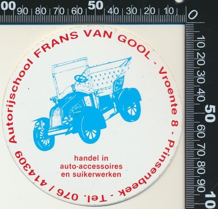 Sticker: Autorijschool Frans van Gool - Prinsenbeek, Ophalen of Verzenden, Zo goed als nieuw, Bedrijf of Vereniging
