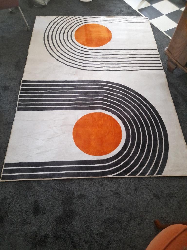 Wilton - Moudania (beige/zwart/oranje) vloerkleed, Ophalen, Gebruikt, 150 tot 200 cm, Rechthoekig