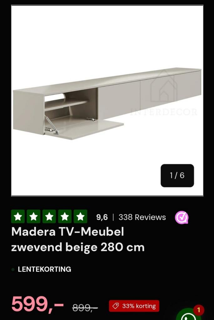 Nieuw tv meubel taupe, Ophalen, Nieuw, 25 tot 50 cm, Minder dan 100 cm