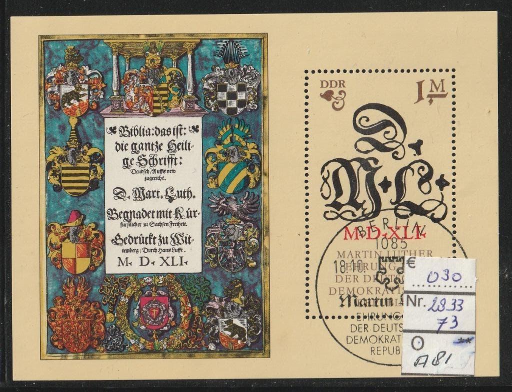 DDR Luther Blok 73 Michel 2833 Nr.A81g, Verzenden, DDR, Gestempeld