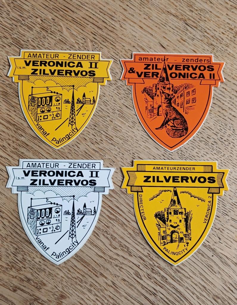 Stickers piraatAmateurzender ZILVERVOS en VERONICA ELBURG, Ophalen of Verzenden, Zo goed als nieuw