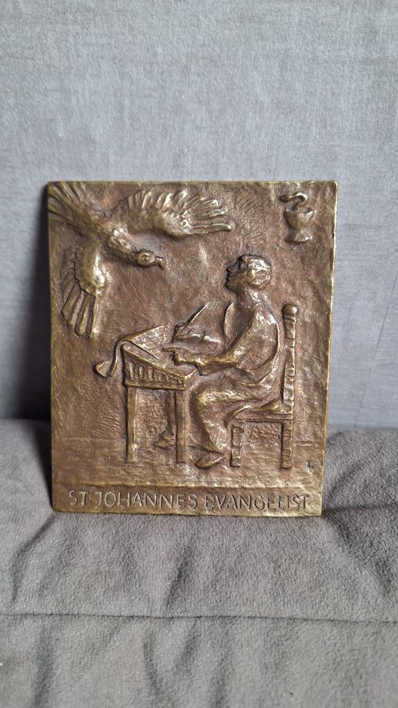 Plaquette brons "ST Johannes Evangelist, Ophalen of Verzenden