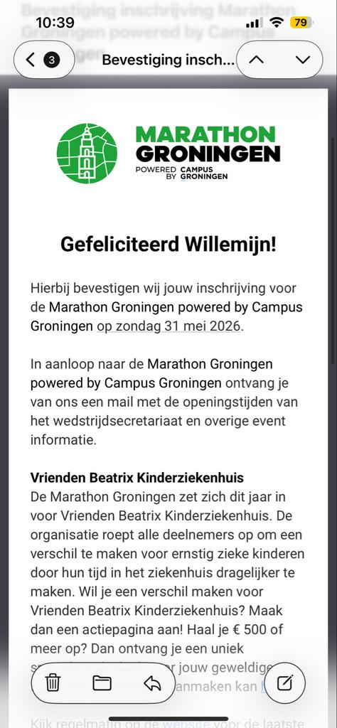 Halve marathon groningen startbewijs, Eén persoon, Mei