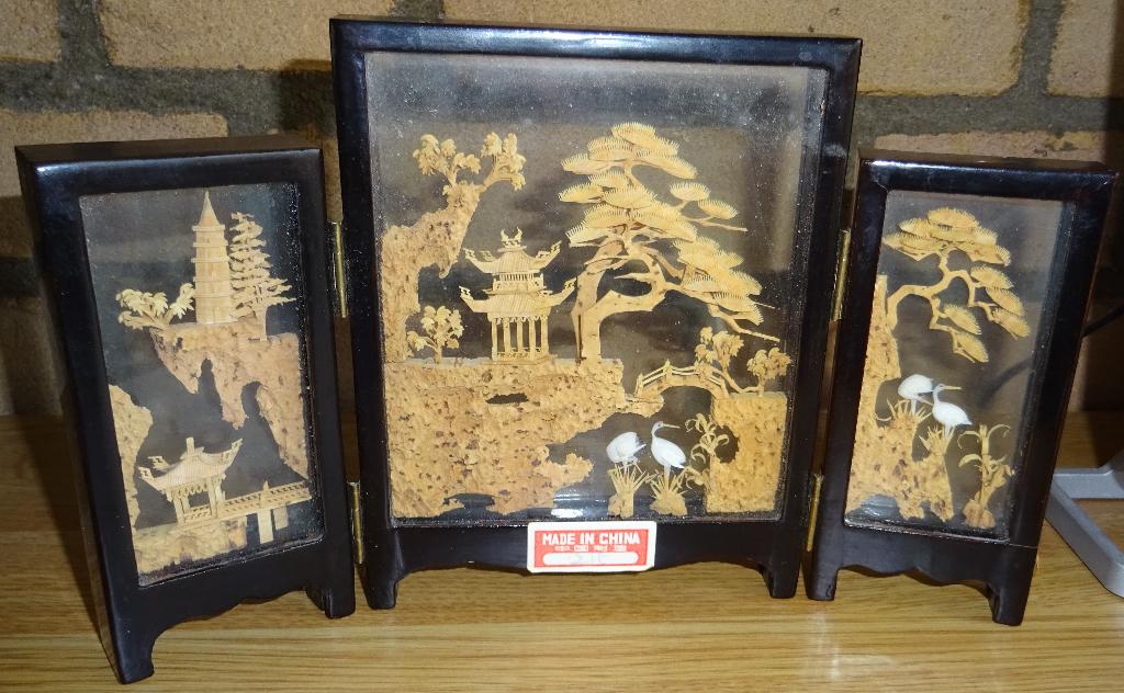 San You – Chinese Kunst – landschap van kurksnijwerk – D, Antiek en Kunst, Overige typen, Ophalen of Verzenden, Handgemaakt, 20 - 50 cm