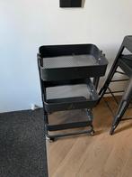 Zwart metalen roltafel / trolley met 3 etages, Ophalen, Gebruikt