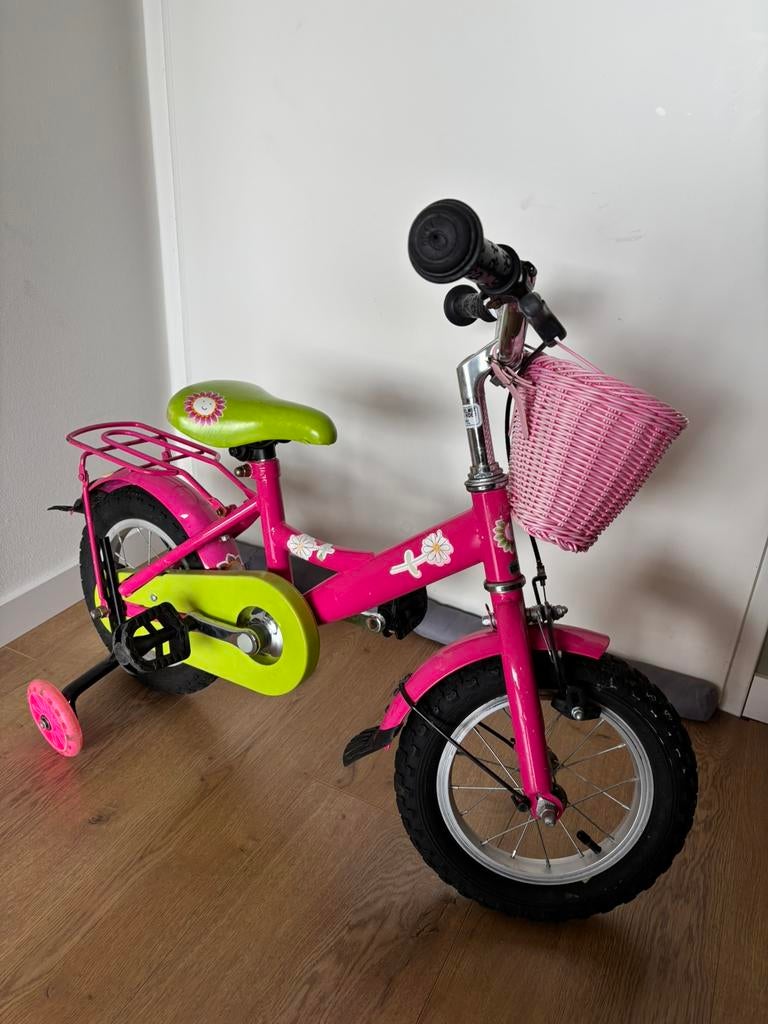 12.inch kinderfiets met zijwieltjes, Fietsen en Brommers, Fietsen | Kinderfietsjes, Ophalen of Verzenden, Zo goed als nieuw, Minder dan 16 inch
