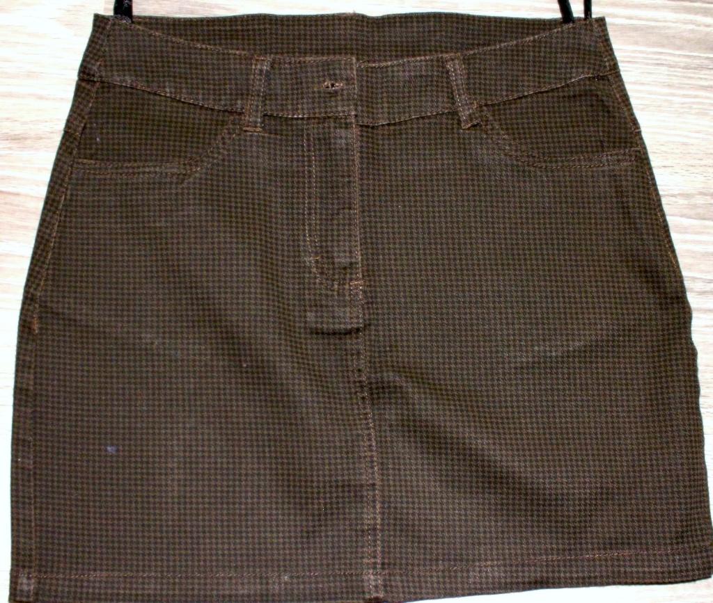 Nieuw bruin-zwart geruit rokje. Maat 38. Stonewashed., Maat 38/40 (M), Bruin, Nieuw, Ophalen of Verzenden