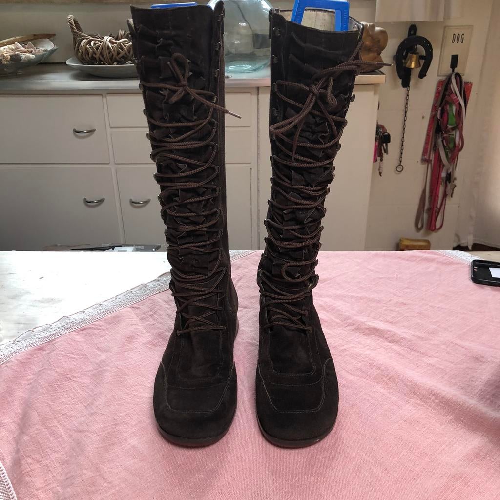 👢Kop & Staart suède rijglaarzen-mt38-Z.G.A.N., Kleding | Dames, Ophalen of Verzenden, Zo goed als nieuw, Hoge laarzen