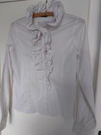 Mooie witte Sisley blouse met ruches, Ophalen of Verzenden, Gedragen, Maat 34 (XS) of kleiner, Wit