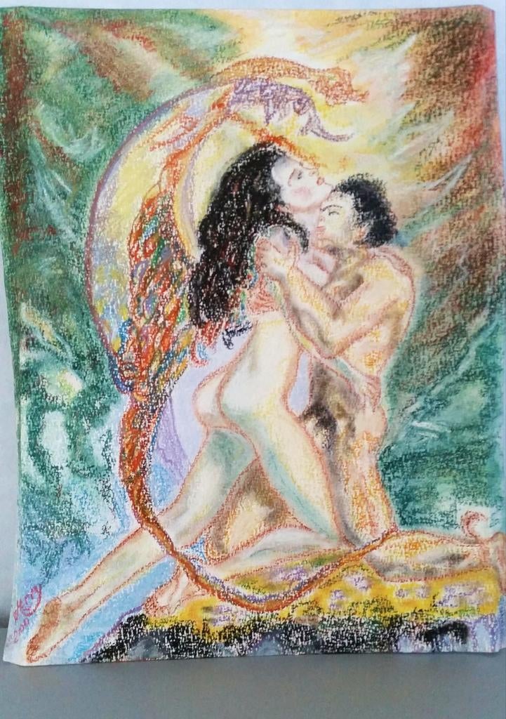 Schilderij  " Passie ". Pastel., Boeken, Ophalen of Verzenden, Zo goed als nieuw, Overige typen