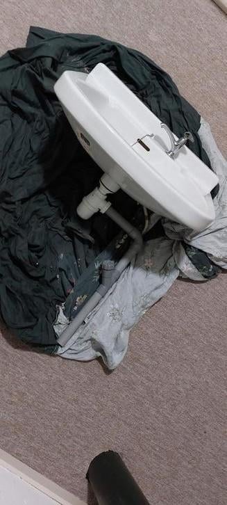 Prachtige wasbak + marmeren spatplaat (incl. componenten), Ophalen, Gebruikt