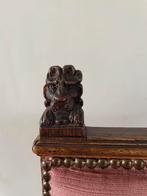 Eiken houten eetkamerstoelen oud roze fluweel, Ophalen