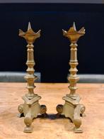 set koperen bronzen kandelaar pen-kandelaars 24cm hoog, Ophalen of Verzenden, Koper of Brons