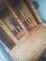 Grenen secretaire en vitrinekast ineen,, Ophalen, Gebruikt