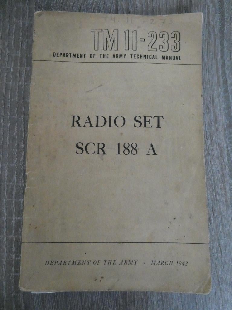 Voorschrift Radio Set SCR - 188 - A,  1942., Ophalen of Verzenden, Landmacht, Engeland, Overige typen