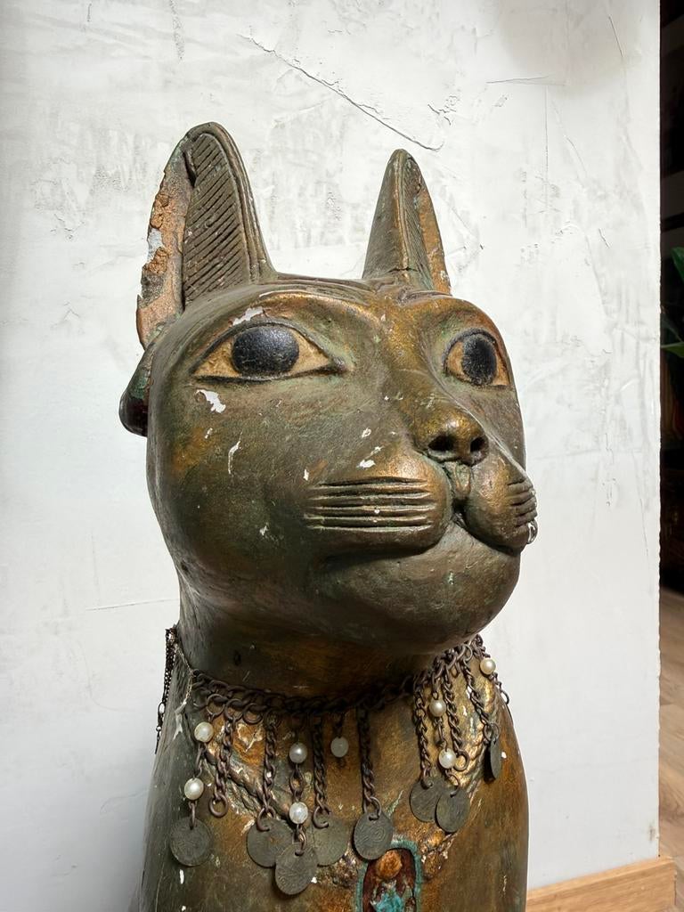 Groot beeld kat Egyptische god Bastet 80cm, Antiek en Kunst, Ophalen of Verzenden