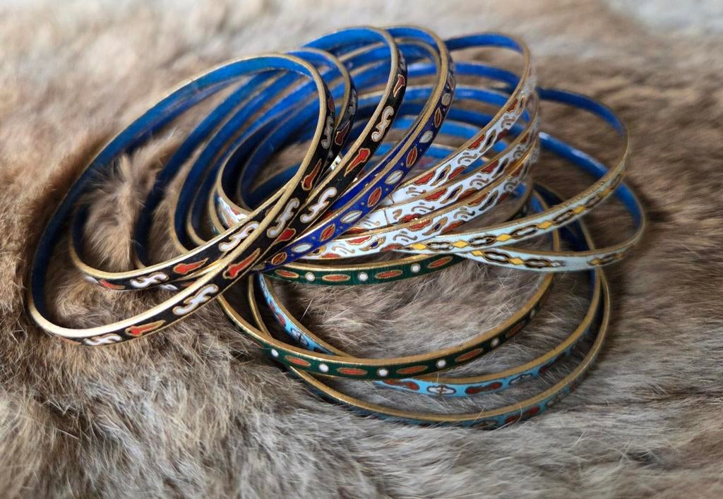 14 Vintage emaille cloisonné armbanden, Ophalen of Verzenden, Gebruikt