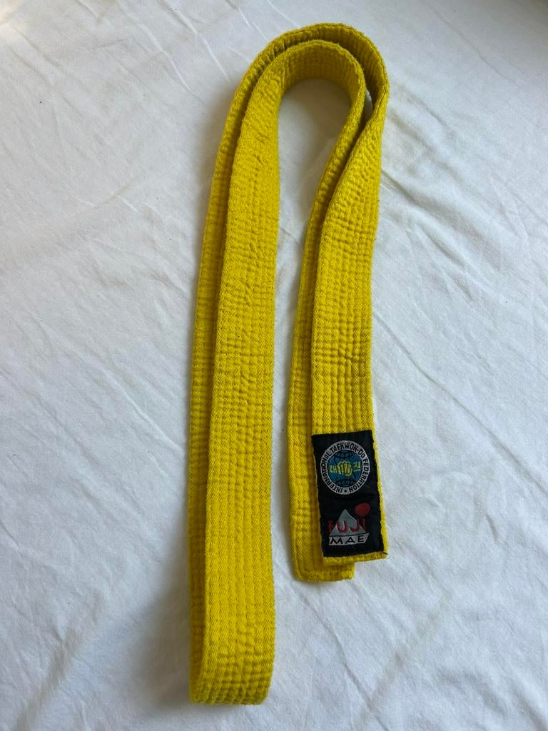 Taekwondo gele band, Gebruikt, Taekwondo, Maat XS of kleiner, Vechtsportmateriaal