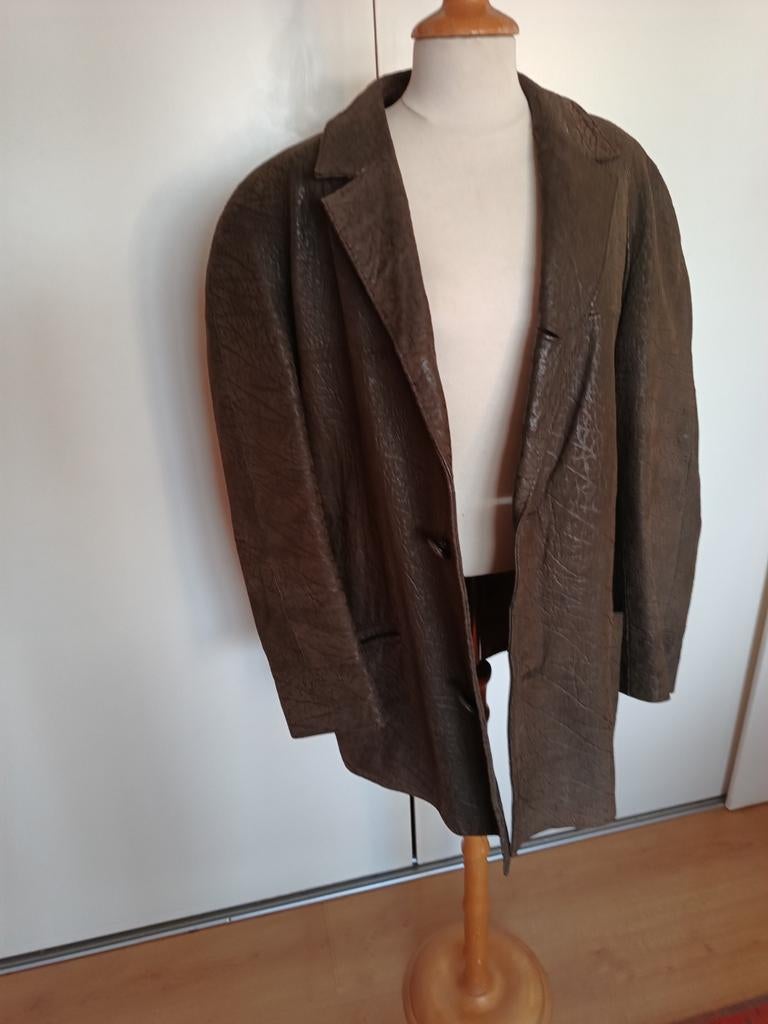 Zware leren jas bruin geruwd leer merk trokadelux Waalwijk, Ophalen of Verzenden, Zo goed als nieuw, Bruin