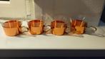 Set van 4 koperen glazen houders met glas, Ophalen, Gebruikt