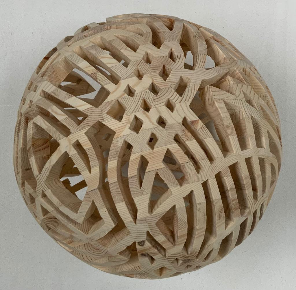 houten bol art nouveau, Antiek en Kunst, Kunst | Beelden en Houtsnijwerken, Ophalen of Verzenden