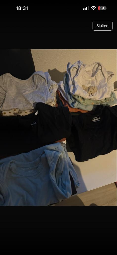 35 rompers maat 62/68, Kinderen en Baby's, Babykleding | Maat 62, Ophalen of Verzenden, Gebruikt, Jongetje, Nacht- of Onderkleding