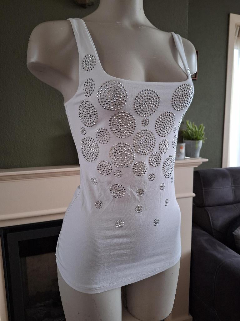 Northland wit met zilveren studs top S 36, Kleding | Dames, Verzenden, Wit, Zo goed als nieuw, Northland