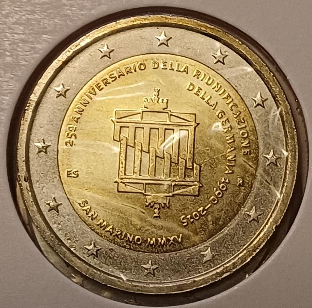 2 Euromunt San Marino 2015 Duitse Eenheid, Postzegels en Munten, Munten | Europa | Euromunten, Ophalen of Verzenden, San Marino