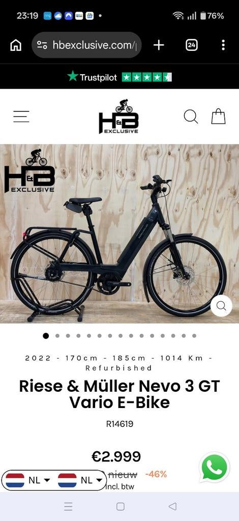 Riese & Müller Nevo 3 GT Vario E-Bike, 47 tot 51 cm, Ophalen of Verzenden, Zo goed als nieuw
